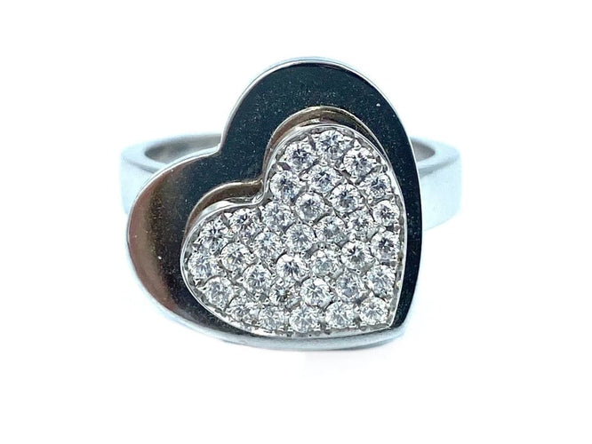 Bague 54 Piaget - Bague cœur en or blanc 18K et diamants 58 Facettes