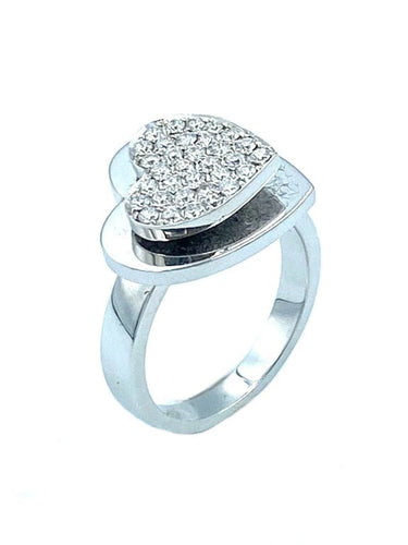 Bague 54 Piaget - Bague cœur en or blanc 18K et diamants 58 Facettes