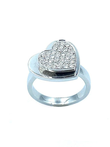 Bague 54 Piaget - Bague cœur en or blanc 18K et diamants 58 Facettes
