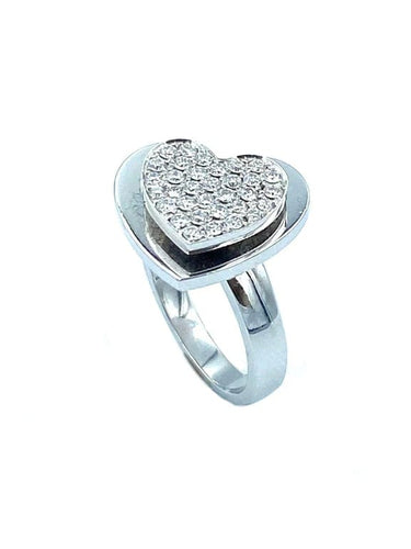Bague 54 Piaget - Bague cœur en or blanc 18K et diamants 58 Facettes