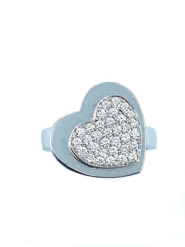 Bague 54 Piaget - Bague cœur en or blanc 18K et diamants 58 Facettes