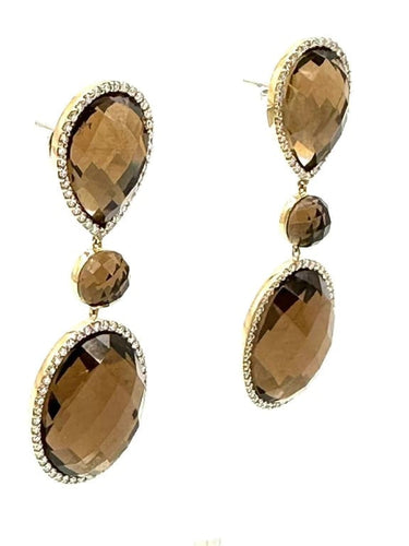 Boucles d'oreilles Roberto Coin - Boucles d’oreilles en or rose, quartz fumé et diamants 58 Facettes