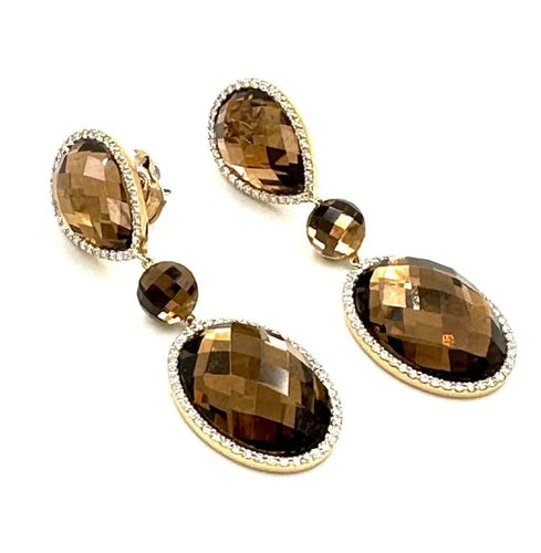 Boucles d'oreilles Roberto Coin - Boucles d’oreilles en or rose, quartz fumé et diamants 58 Facettes
