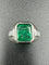 Bague 49 Bague vintage en or blanc 18K avec émeraude et diamants 58 Facettes