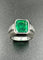 Bague 49 Bague vintage en or blanc 18K avec émeraude et diamants 58 Facettes