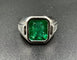Bague 49 Bague vintage en or blanc 18K avec émeraude et diamants 58 Facettes