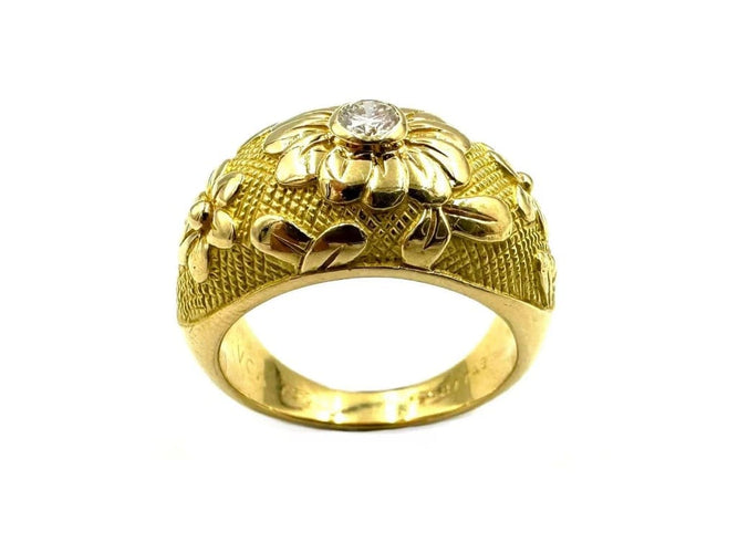 Bague 57 Van Cleef & Arpels - Bague jonc vintage en or jaune 18K et diamant 58 Facettes