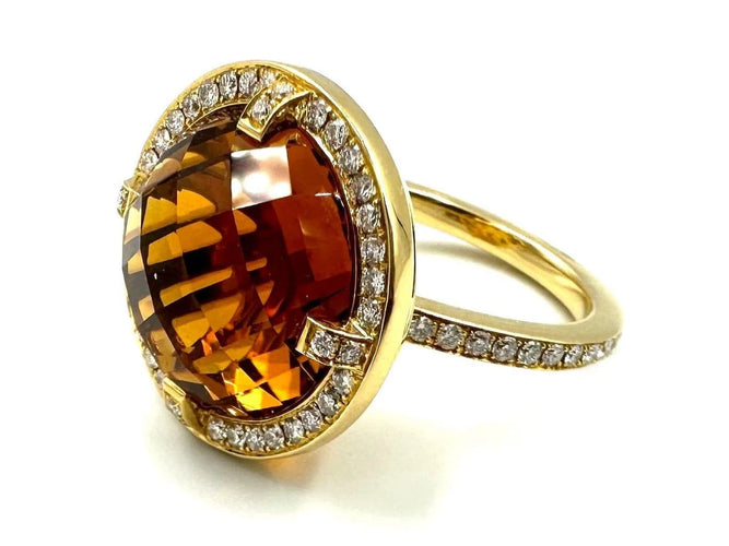 Bague 54 Chaumet Attrape-moi si tu m'aimes - Bague en or jaune 18K citrine et diamants 58 Facettes
