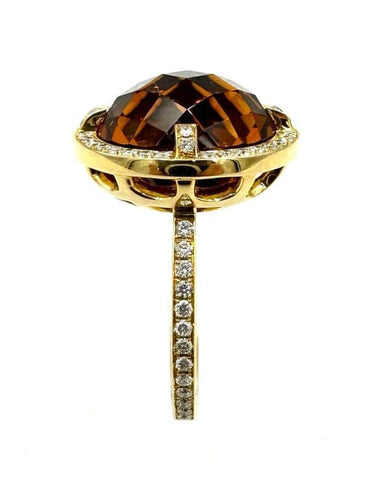Bague 54 Chaumet Attrape-moi si tu m'aimes - Bague en or jaune 18K citrine et diamants 58 Facettes