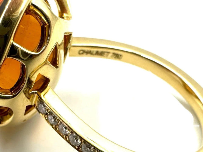Bague 54 Chaumet Attrape-moi si tu m'aimes - Bague en or jaune 18K citrine et diamants 58 Facettes