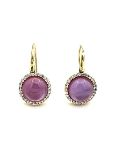 Boucles d'oreilles Roberto Coin - Boucles d’oreilles dormeuses en or rose 18K améthystes et diamants 58 Facettes