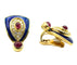 Boucles d'oreilles Maison Gérard - Boucles d'oreilles écusson en or jaune, rubis, diamants et émail 58 Facettes