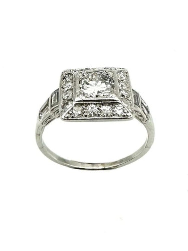 Bague 58 Bague Art déco géométrique en platine et diamants 58 Facettes