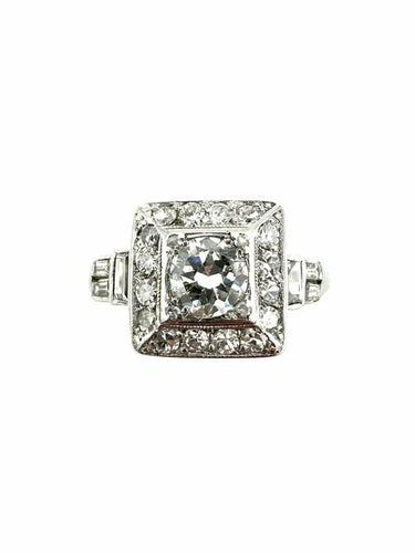Bague 58 Bague Art déco géométrique en platine et diamants 58 Facettes