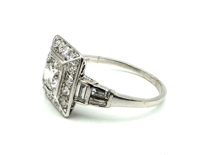 Bague 58 Bague Art déco géométrique en platine et diamants 58 Facettes
