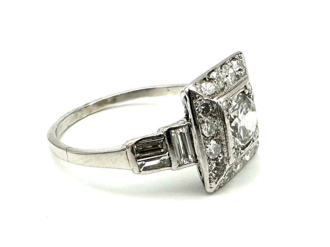 Bague 58 Bague Art déco géométrique en platine et diamants 58 Facettes