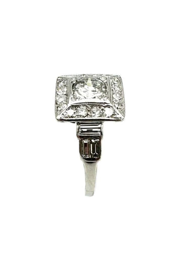 Bague 58 Bague Art déco géométrique en platine et diamants 58 Facettes