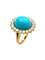 Bague 51 Bague Marguerite en or jaune 18K, turquoise et diamants 58 Facettes