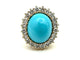 Bague 51 Bague Marguerite en or jaune 18K, turquoise et diamants 58 Facettes
