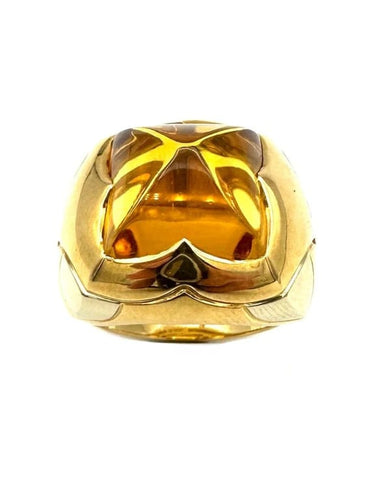Bague 52 BVLGARI Pyramide - Bague en or jaune et blanc 18K avec citrine 58 Facettes