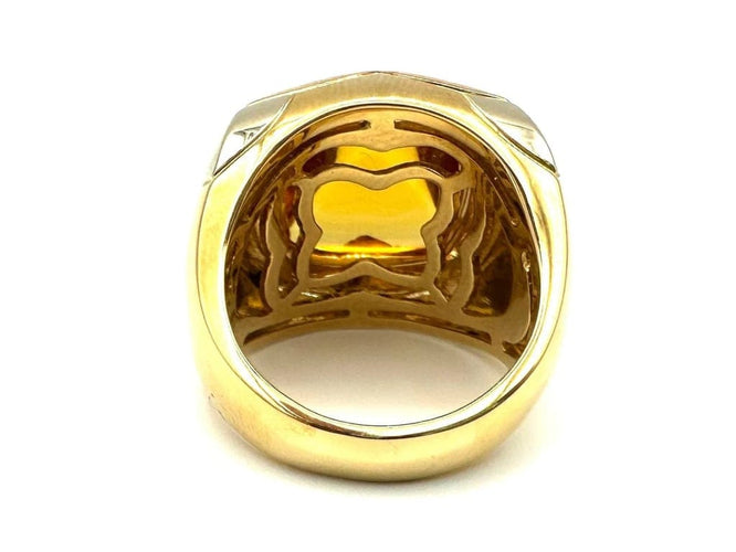 Bague 52 BVLGARI Pyramide - Bague en or jaune et blanc 18K avec citrine 58 Facettes
