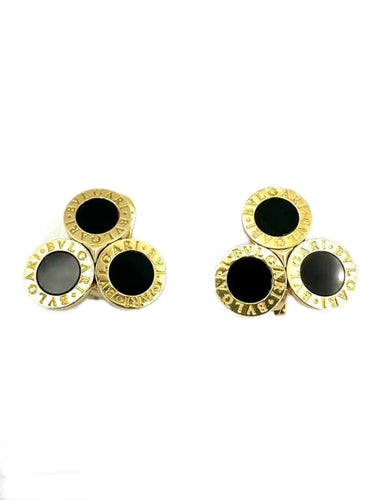 Boucles d'oreilles Bvlgari BVLGARI-BVLGARI - Boucles d'oreilles clips en or jaune 18K et onyx 58 Facettes