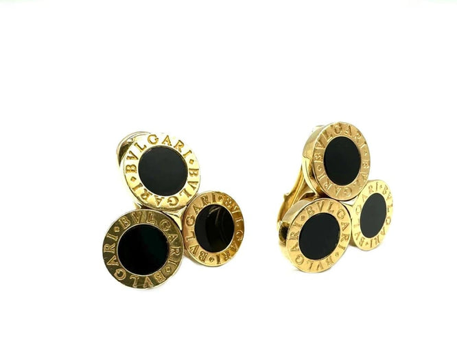 Boucles d'oreilles Bvlgari BVLGARI-BVLGARI - Boucles d'oreilles clips en or jaune 18K et onyx 58 Facettes