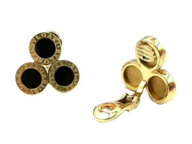 Boucles d'oreilles Bvlgari BVLGARI-BVLGARI - Boucles d'oreilles clips en or jaune 18K et onyx 58 Facettes