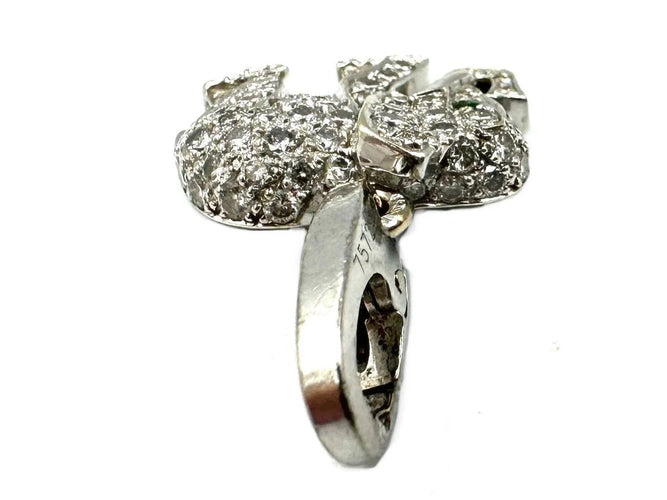 Pendentif Cartier - Breloque éléphant en or blanc, diamants et émeraude 58 Facettes