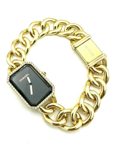 Montre Chanel Première chaîne gourmette - Montre en or jaune 18K et diamants 58 Facettes