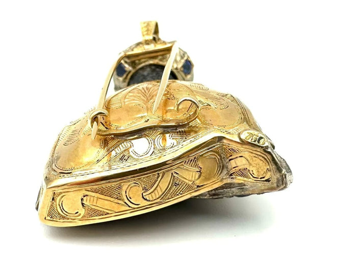 Pendentif Broche pendentif « Maure » en or 18K, saphirs, émeraudes et perle 58 Facettes