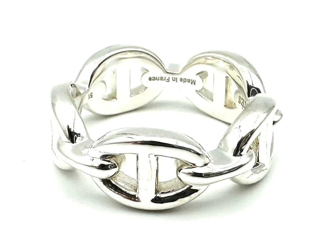 Bague 51 Hermès Chaîne d’ancre enchaînée - Bague en argent 925 58 Facettes