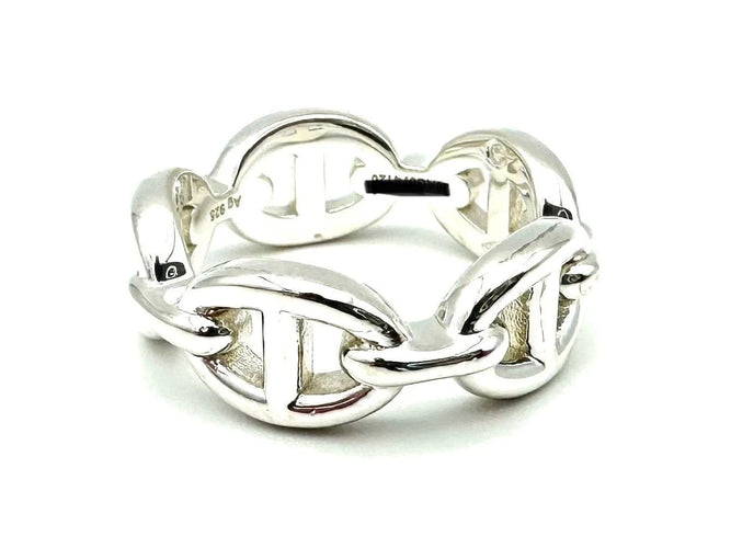 Bague 51 Hermès Chaîne d’ancre enchaînée - Bague en argent 925 58 Facettes