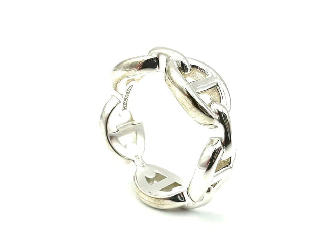 Bague 51 Hermès Chaîne d’ancre enchaînée - Bague en argent 925 58 Facettes