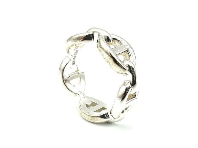 Bague 51 Hermès Chaîne d’ancre enchaînée - Bague en argent 925 58 Facettes