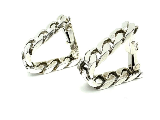 Boutons de manchette Hermès - Boutons de manchette vintage en argent 800 58 Facettes