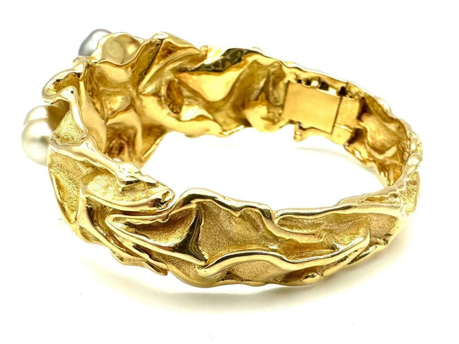 Bracelet Gilbert Albert - Bracelet rigide en or jaune 18K et perles 58 Facettes
