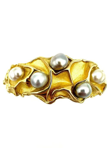 Bracelet Gilbert Albert - Bracelet rigide en or jaune 18K et perles 58 Facettes