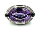 Bague 58 Bague en or blanc 18K avec améthyste, saphirs et diamants 58 Facettes