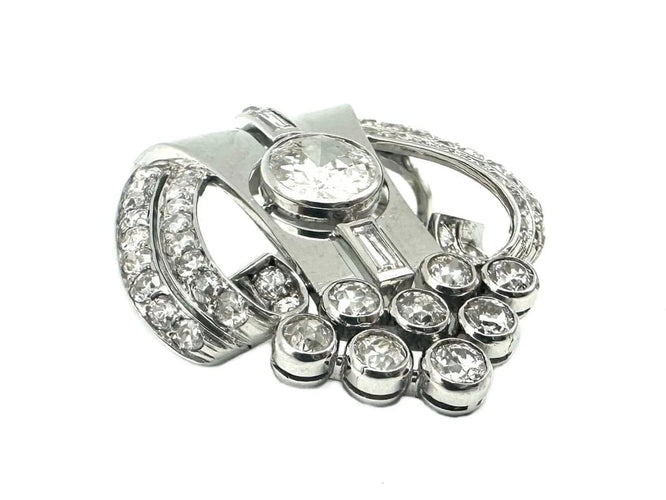 Pendentif Art déco - Pendentif écusson en platine et diamants 58 Facettes