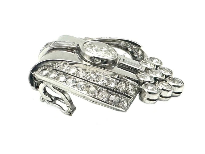 Pendentif Art déco - Pendentif écusson en platine et diamants 58 Facettes