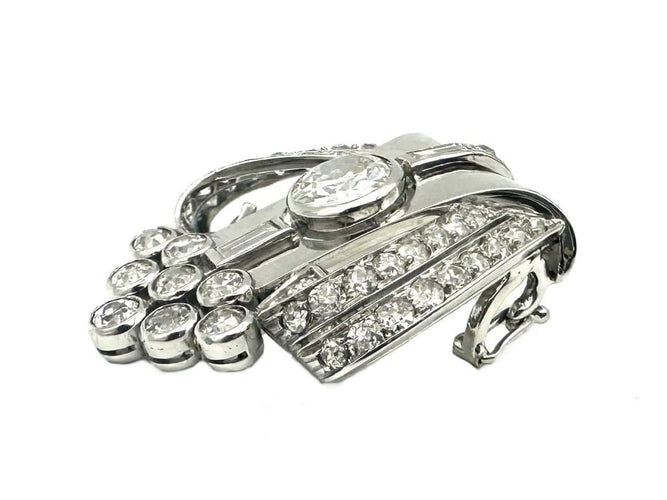 Pendentif Art déco - Pendentif écusson en platine et diamants 58 Facettes