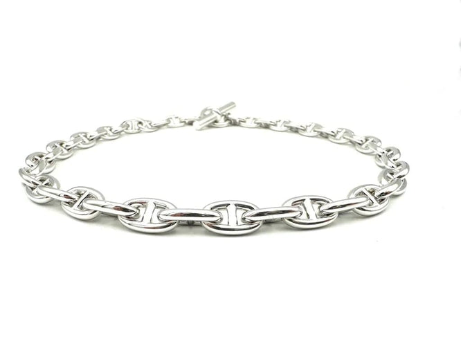 Collier Hermès Chaîne d’ancre - Collier PM vintage en argent 800 58 Facettes