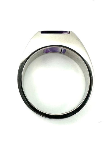 Bague 55 Cartier Tank - Bague en or blanc 18K et améthyste 58 Facettes