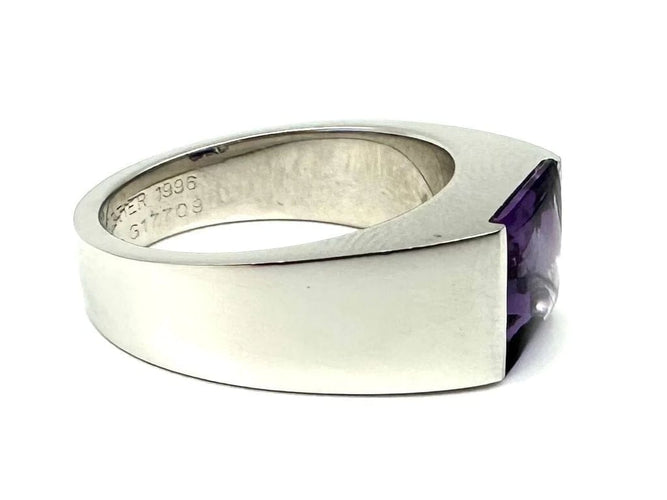 Bague 55 Cartier Tank - Bague en or blanc 18K et améthyste 58 Facettes