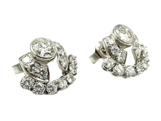 Boucles d'oreilles Boucles d’oreilles Art déco en or blanc 18K, platine et diamants 58 Facettes