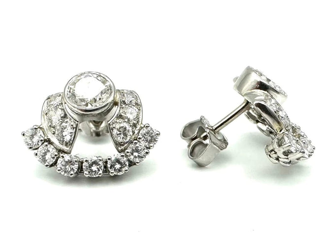 Boucles d'oreilles Boucles d’oreilles Art déco en or blanc 18K, platine et diamants 58 Facettes
