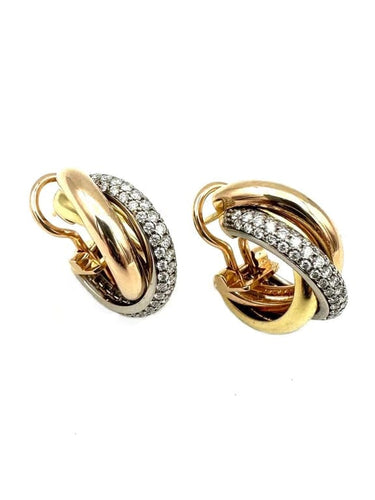 Boucles d'oreilles Cartier Trinity - Boucles d’oreilles en 3 ors 18K et diamants 58 Facettes