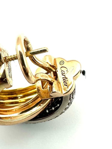 Boucles d'oreilles Cartier Trinity - Boucles d’oreilles en 3 ors 18K et diamants 58 Facettes