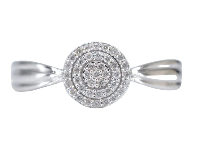 Bague 54 Bague entourage en or blanc 14 carats avec diamants 58 Facettes 2001